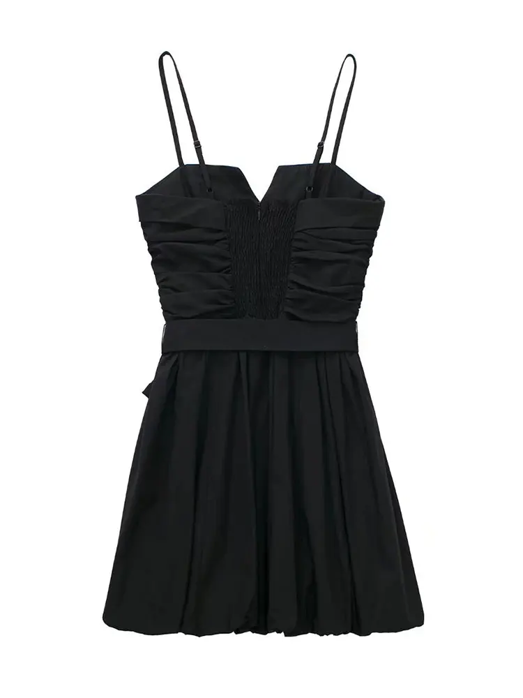 

Nlzgmsj ZBZA женское летнее весеннее ретро платье топ на бретельках темпераментное платье 2022 женское сексуальное Мини Черное тонкое платье для ж...