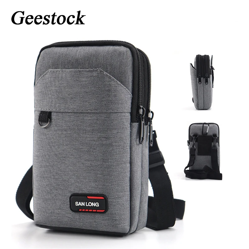 

Geestock Men Waist Bag Purse Double Layer Waist Fanny Pack Waterproof Phone Pouch Bag Outdoor Canvas Shoulder Crossbody Bags