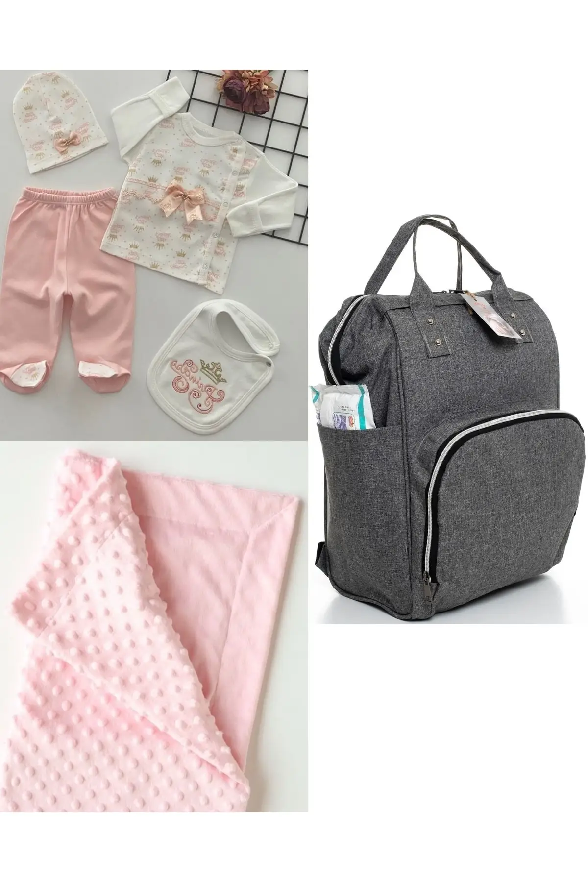 

Функциональный рюкзак для ухода за мамой и ребенком, набор из 100% хлопка для выезда в больницу и одеяла из чипа, хлопок, розовый