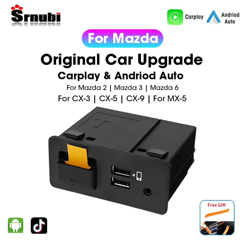 

Srnubi Apple CarPlay Android автомобильный USB-адаптер концентратор для модификации Mazda 2 Mazda 3 Mazda 6 CX30 CX5 CX8 CX9 MX5 Miata TK78669U0C комплект