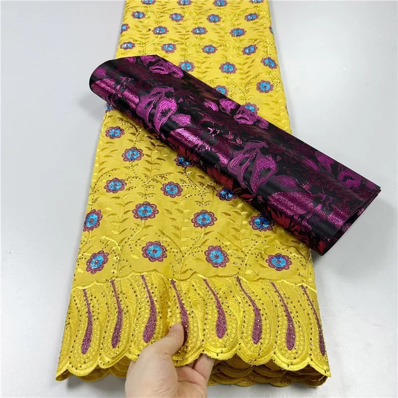 5 ярдов тяжелая вышивка бисером африканская 100% хлопчатобумажная ткань с