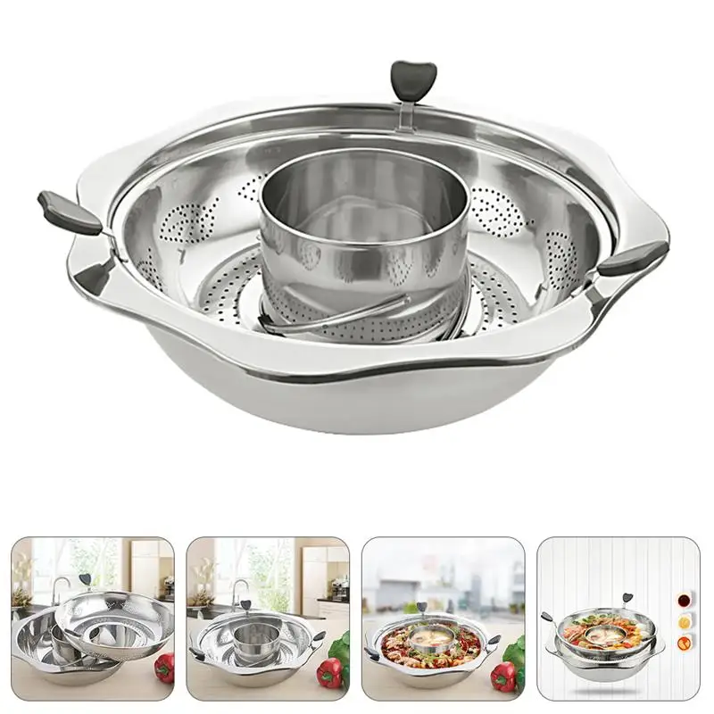 

1 шт. Прочный портативный практичный поворотный горячий горшок из нержавеющей стали для ресторана