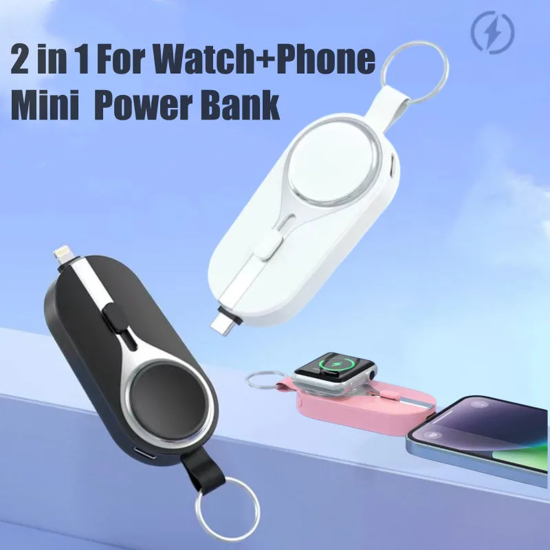 2 in 1 Mini Powerbank for Apple Watch Charger Mobile Phone Portable External Battery for iphone 12 13 14 Spare Auxiliary Battery