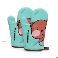 cute animals oven mitts baking gloves kitchen tools pink insulated gloves polyester microwave glove cute kitchen accessories 1pc