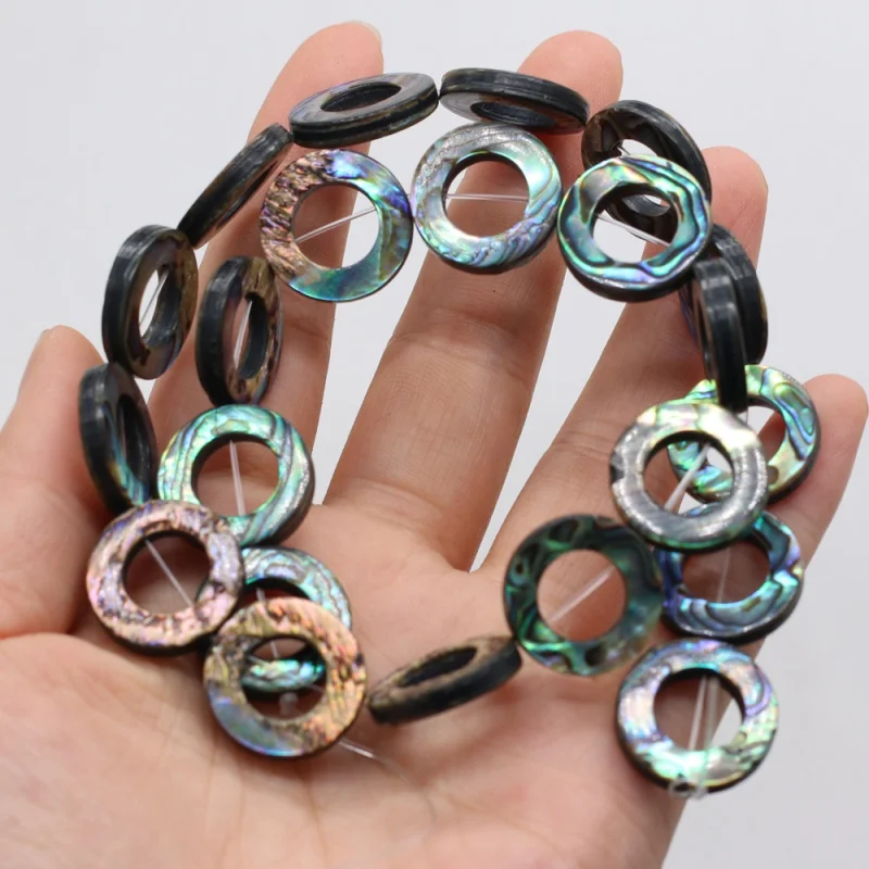 

Perles en coquillage d'ormeau naturelles, rondes et verticales, pour la fabrication de bijoux tribaux, pour femmes, bracelet