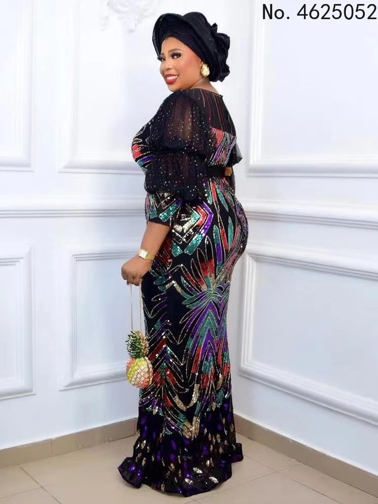 

Элегантные Африканские свадебные платья для женщин, новинка 2022, роскошное вечернее платье с блестками из Анкары, женская одежда для вечерин...