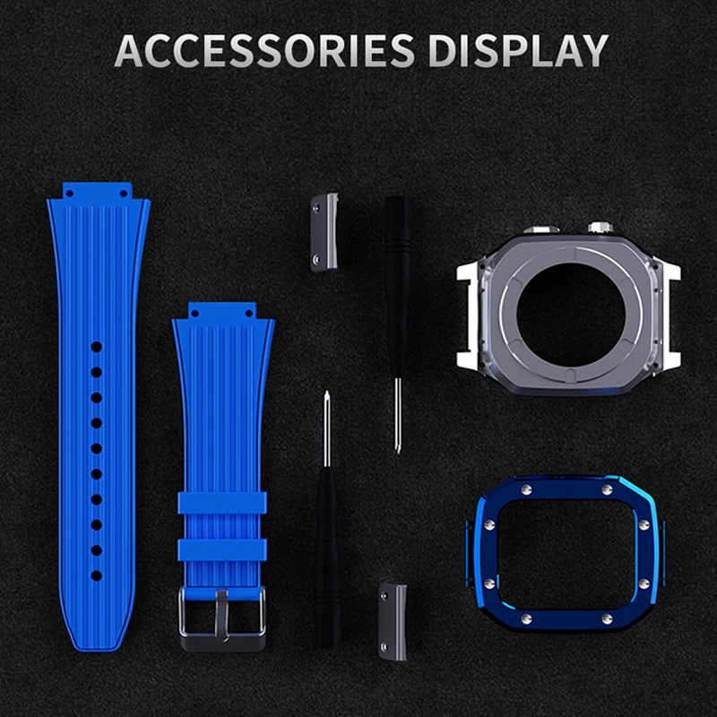 Metal case+Strap for apple watch series 7 45mm 44mm Box+bumper screen protector Frame+bracelet iwatch 6 5 4 SE Band Accessories