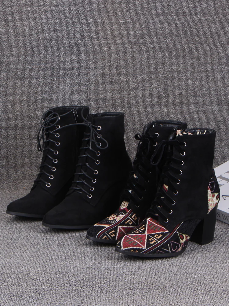 

Ботинки женские на высоком каблуке, с круглым носком, на молнии