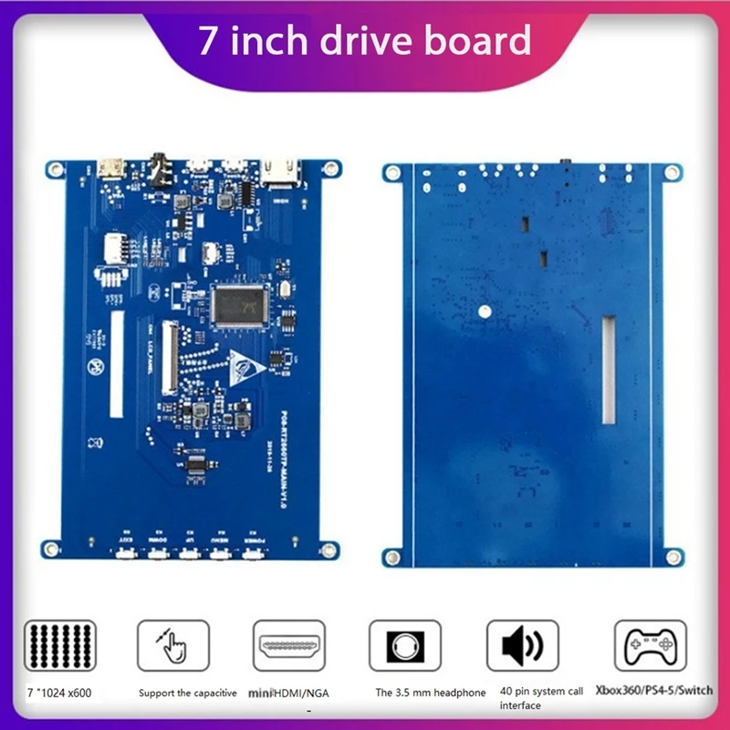 

7 Inch LCD Screen Display Panel Monitor Driver Board HDMI-Compatible VGA Support 1024X600 Touch Screen For Raspberry Pi