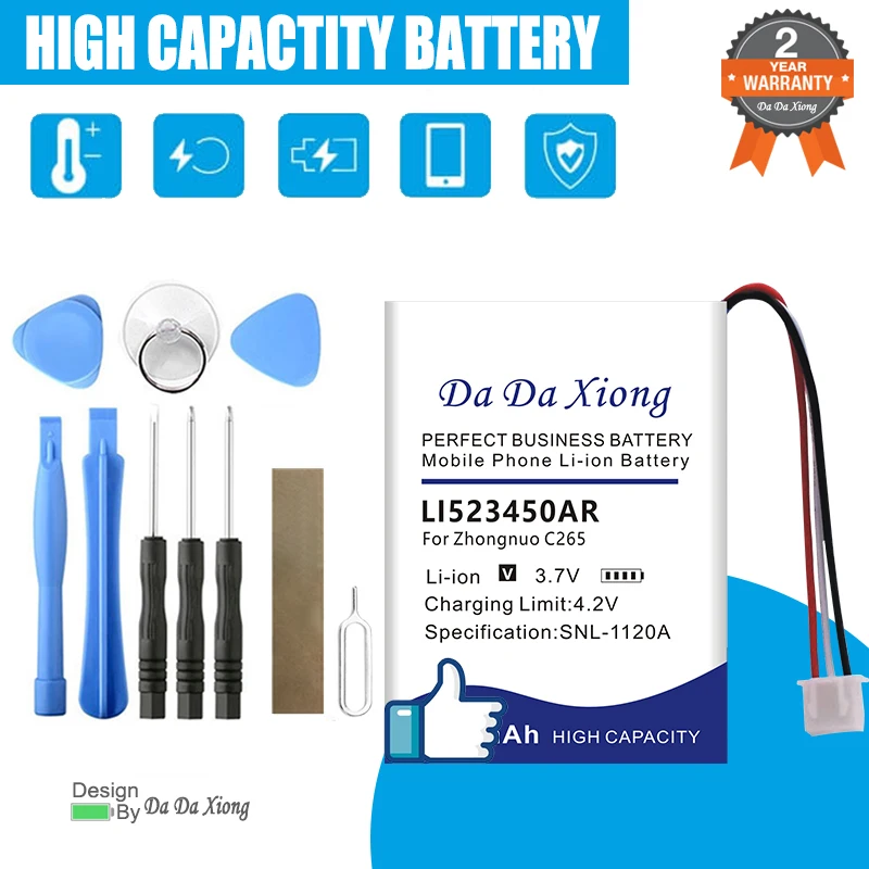 Новый Сменный аккумулятор для Zhongnuo C265 LI523450AR Ronson TP-900T 523450A 3,7 V HWCD6238(10) Qiaoxing беспроводной телефон HR8188TC