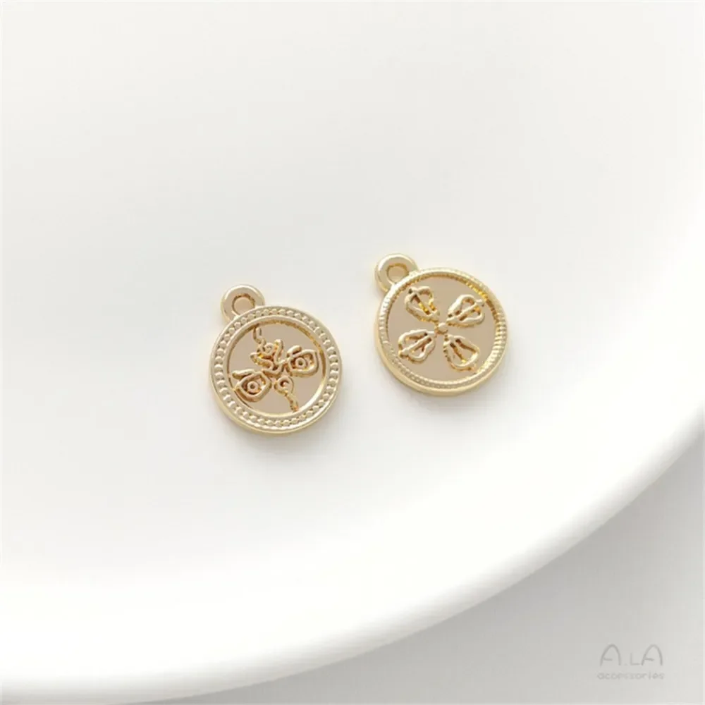 Подвеска-подвеска в золоте 14 карат с круглыми бирками браслет ручной работы