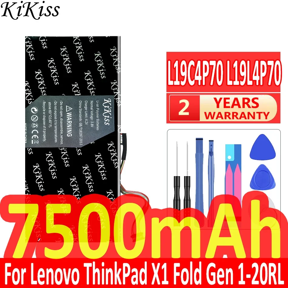 

7500mAh KiKiss Powerful Battery L19C4P70 L19L4P70 L19M4P70 For Lenovo ThinkPad X1 Fold Gen 1-20RL 1-20RK SB10T83126 SB10T83127