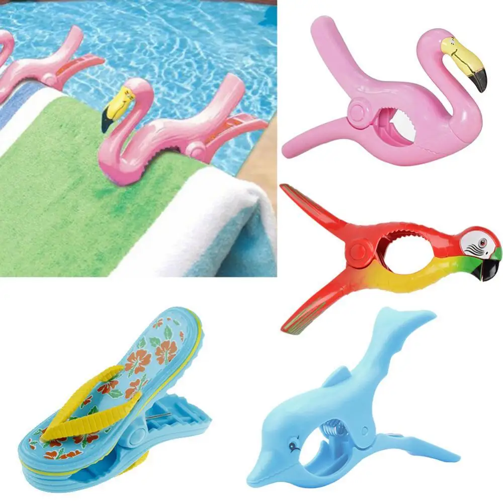 

Cute Slipper Parrot Dolphin Shape Windproof Beach Towel Clip Drying Peg Clamp