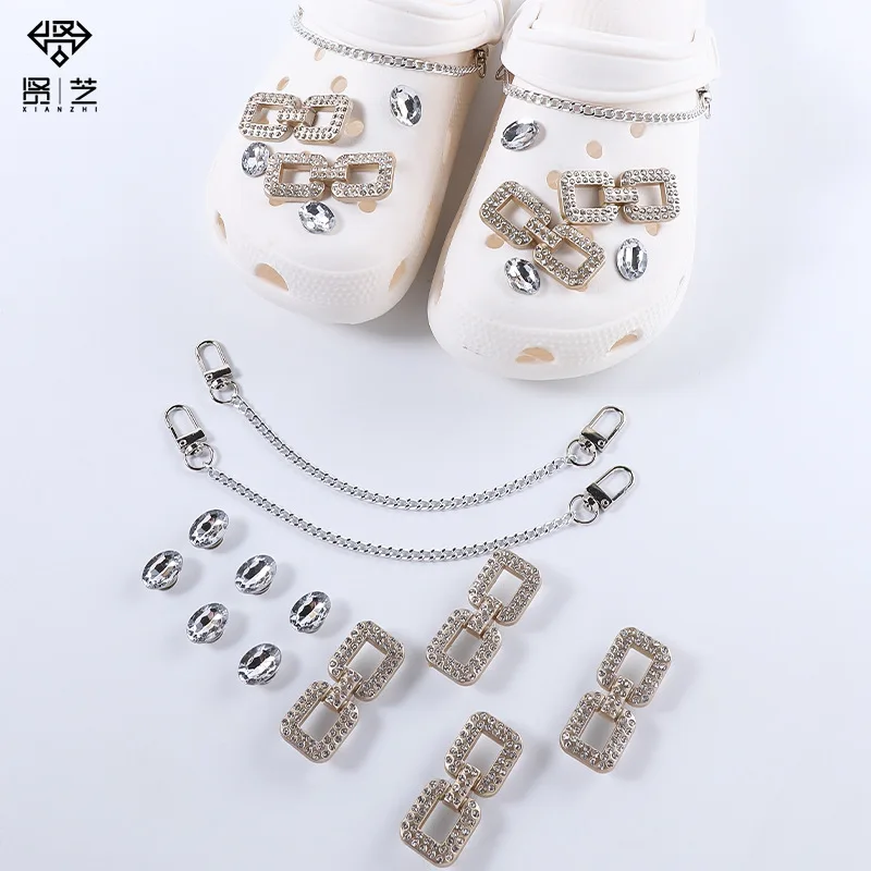 

Croc Charms Designer Rhinestones Decorative Buckle Chains Bundle Charms for Crocs DIY Accessories Decoration