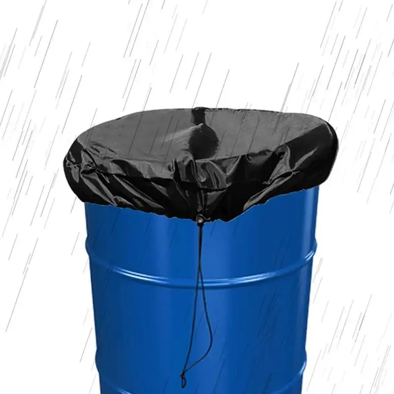 

55 Gallon Drum Cover Stretchable Adjustable Drum Cover with Drawstring Water Storage Barrel Cover for Universal Rain Barrel