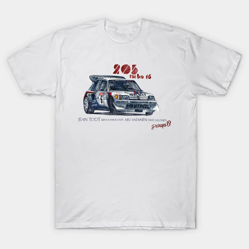 

New Trend Comfortable Men's T-shirt RALLY GROUP B Peugeot 205 Turbo 16 T-shirt Women's T-shirt Men's Cotton T-shirt Street Appar