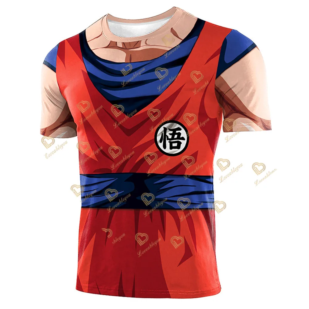 Unisex Running Training Compression Shirt Cosplay Goku Costume Punk Sports Quick Dry Fitness Short Sleeve Summer Tops