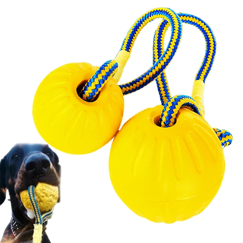 

Игрушка мяч для собаки с веревкой, неразрушаемый интерактивная игрушка для собак, тренировочные жевательные игрушки для домашних животных, чистящие зубы, твердые ядра, эластичный мяч из ЭВА для собак