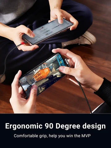 UGREEN 90 °   Угловой USB-C кабель L-образной формы для iPhone 17, Samsung, Xiaomi: быстрая зарядка QC3.0 Type-C, кабель-уголок для гейминга