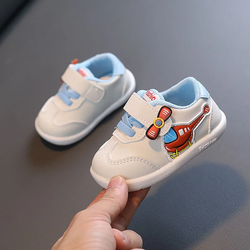 

Boys Cartoon Cute Hook & Loop Casual Breathable Baby Girl Helicopter Flat Bottom Soft Sneakers 2022 Spring New Fashion Versatile