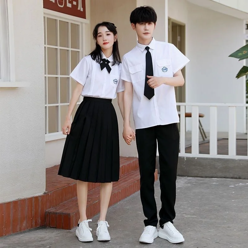 

school uniform set attached high school student JK uniform white shirt pleat high school college style graduation japon