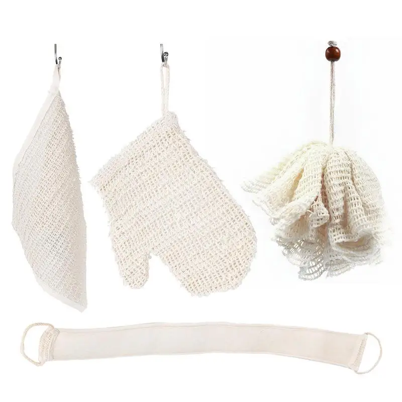 

Exfoliating Washcloth Gloves 4Pcs Body Cleaning Soft Bath Scrubber Set Hotel Bathroom Bath Ball Scrubber Set Skin Towel Bath