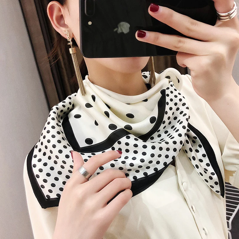 Атласный шелковый шарф Женский дизайнерский брендовый шейный платок шарфы 70 см