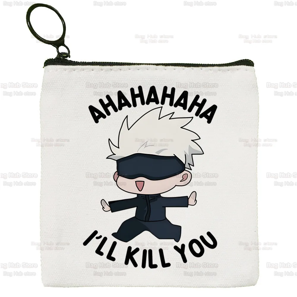 Jujutsu Kaisen Cartoon Canvas Coin Ryomen Sukuna Itadori Yuji Purse Small Zipper Okkotsu Yuta Gojo Satoru Key Bag Hand Gift Bag