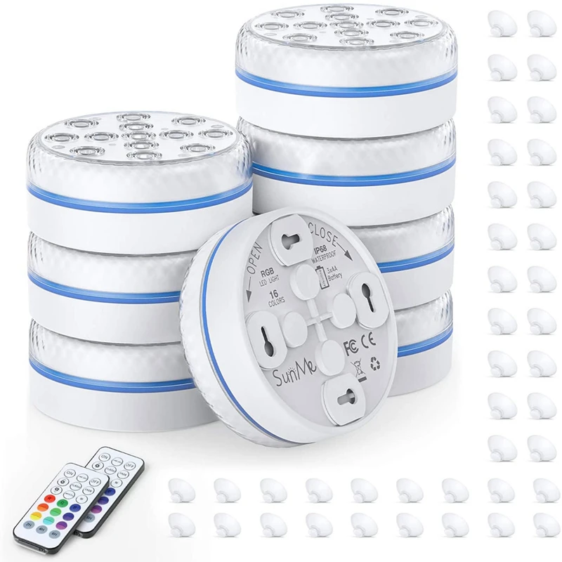 

8Pack Submersible LED Pool Lights For Above Ground Pool,Full Waterproof Pond Lights Underwater Colored Light With Remote