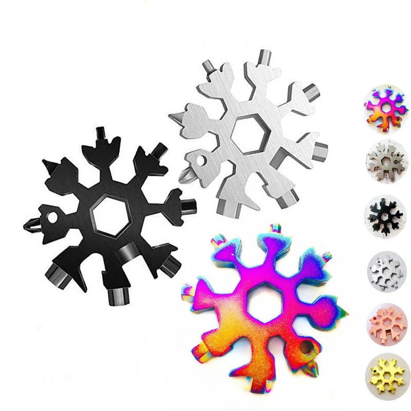 

18 In 1 Mini Snowflake Spanner Hex Wrench Multitool Keychain Portable Multipurpose Camping Survive Gear for Outdoor Hiking
