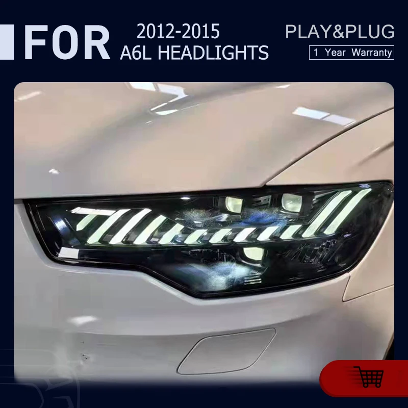 

Передняя фара в сборе 2012-2015 для Audi A6 Full светодиодный передняя фара A6L C7 фары DRL с динамическим сигналом тюнинга автомобиля