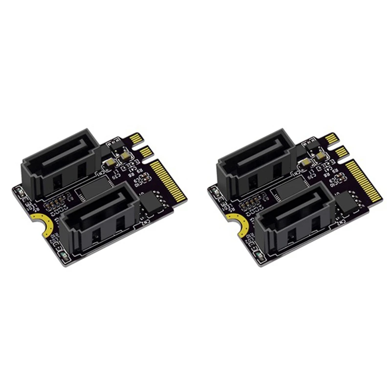 

2X Riser Card M.2 (A+E Key) To 2-Port SATA3.0 Expansion Card Key A+E Wifi M.2 To SATA Adapter Card Free Drive JMB582