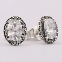 authentic 925 sterling silver sparkling elegance with crystal stud earrings for women wedding gift pandora jewelry