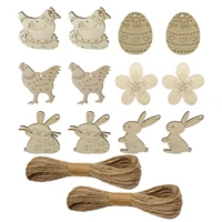 12pcs wooden easter tree hanging pendants ornament unfinished wooden pendant with eyelets diy kids toys holiday decor