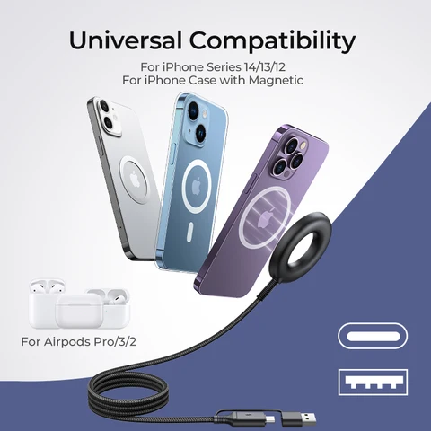 Магнитное беспроводное зарядное устройство Joyroom, максимальная быстрая беспроводная зарядка 15 Вт, совместимая с iPhone 16 15, работает с зарядными устройствами USB-A и USB-C