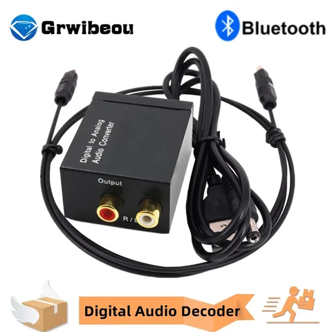 Аудиоконвертер, коаксиальное оптическое волокно Toslink Digital to Jack 3,5 мм, аналоговый для RCA SPDIF, цифровой аудиодекодер, стереоусилитель