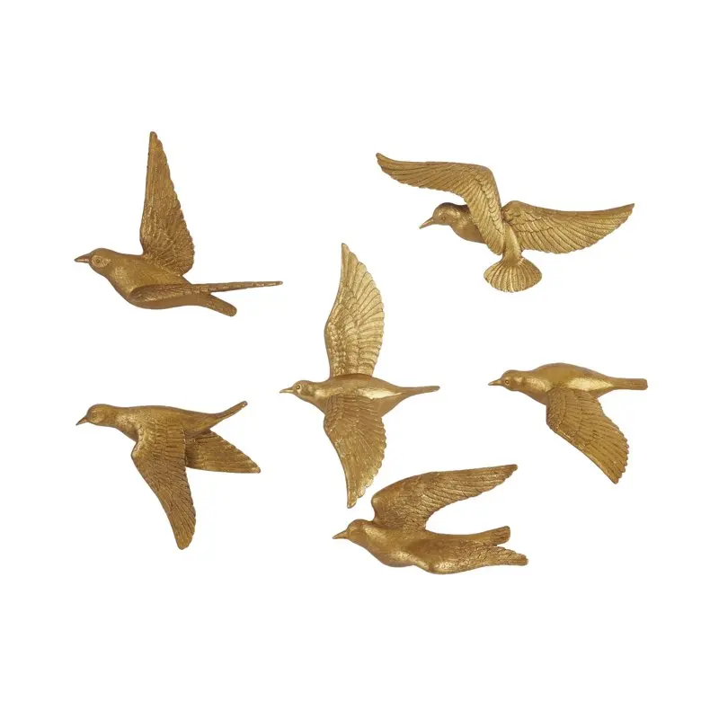

Gold Polystone Floating Bird Wall Decor (6 Count)