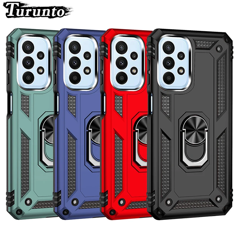 

Shockproof Bumpers Armor Case For Samsung Galaxy A23 A13 A73 A53 A33 A03S A52 A72 A32 S22 Ultra S23 Plus Metal Ring Holder Cover