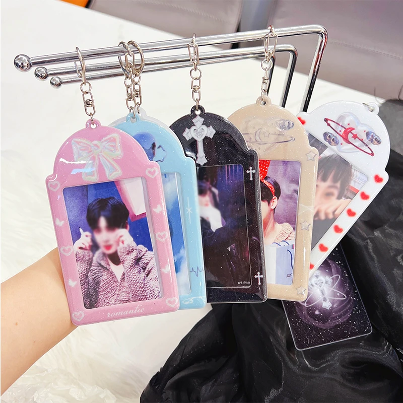

Love Card Sleeve Cartoon INS PVC Small Card Storage Book Key Chain Pendant 3 Inch Card Sleeve Printed Sweet Postcard Holder