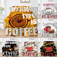 My Blood Type Is Coffee Soft Blanket for Couch Bed Camping Cute Drinking All-Seasons Home Decor Gifts for Boys Fuzzy Cozy Throws