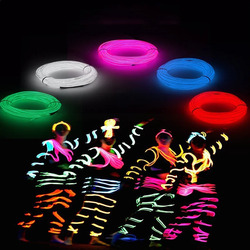 

Glow EL Wire Cable LED Neon Christmas Dance Party DIY Costumes Clothing Luminous Car Light Decoration Clothes Ball Rave 1m/3m/5m