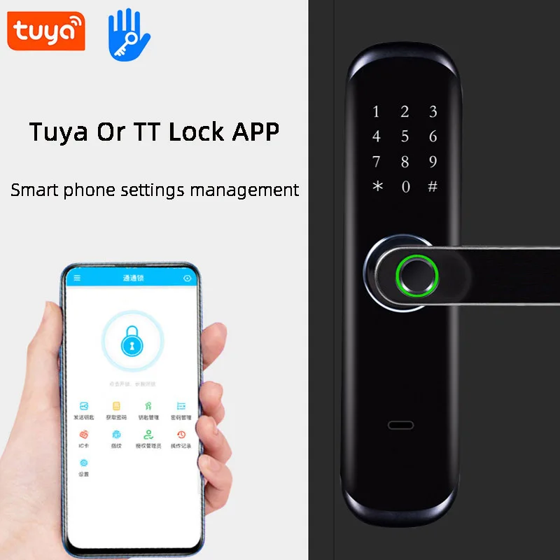 

Беспроводной Электронный смарт-замок Tuya для дома, система блокировки отпечатков пальцев, умный биометрический цифровой замок с паролем, ру...