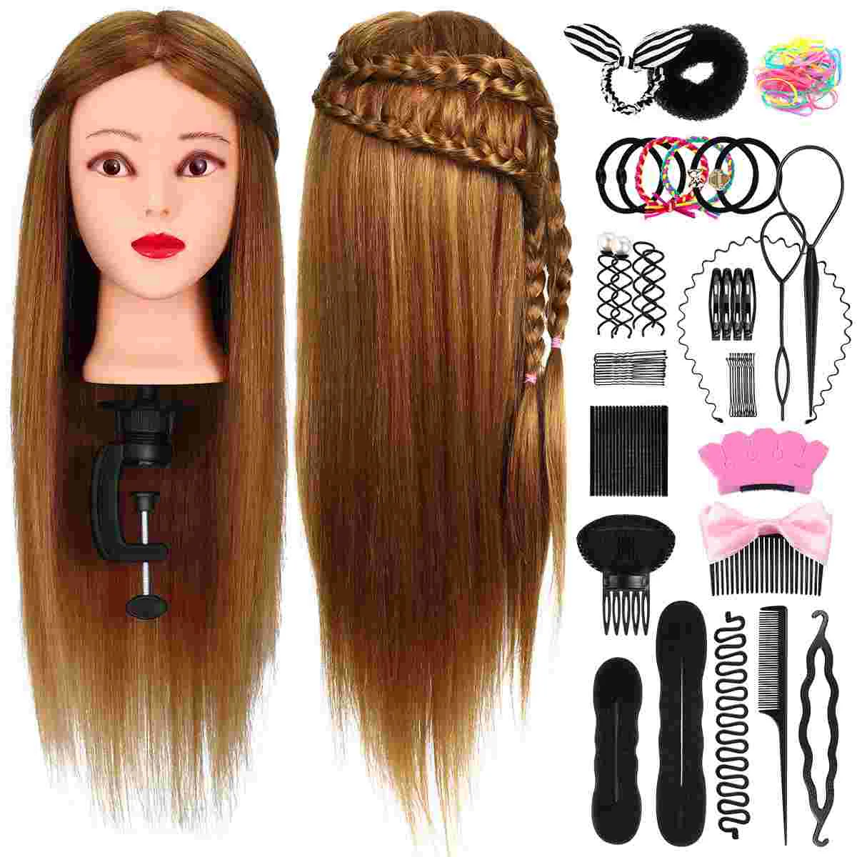 Купи Manikin Head with Hair Mannequin Head with Hair Hair Styling Training Head Salon Mannequin Head Practice Head for Hairdressing за 1,422 рублей в магазине AliExpress