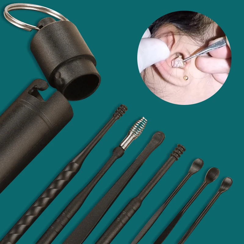 

7 шт. ухочистка из нержавеющей стали ухочистка ложка уход за ушами чистящий инструмент набор для удаления ушного воска удаление ушного воск...