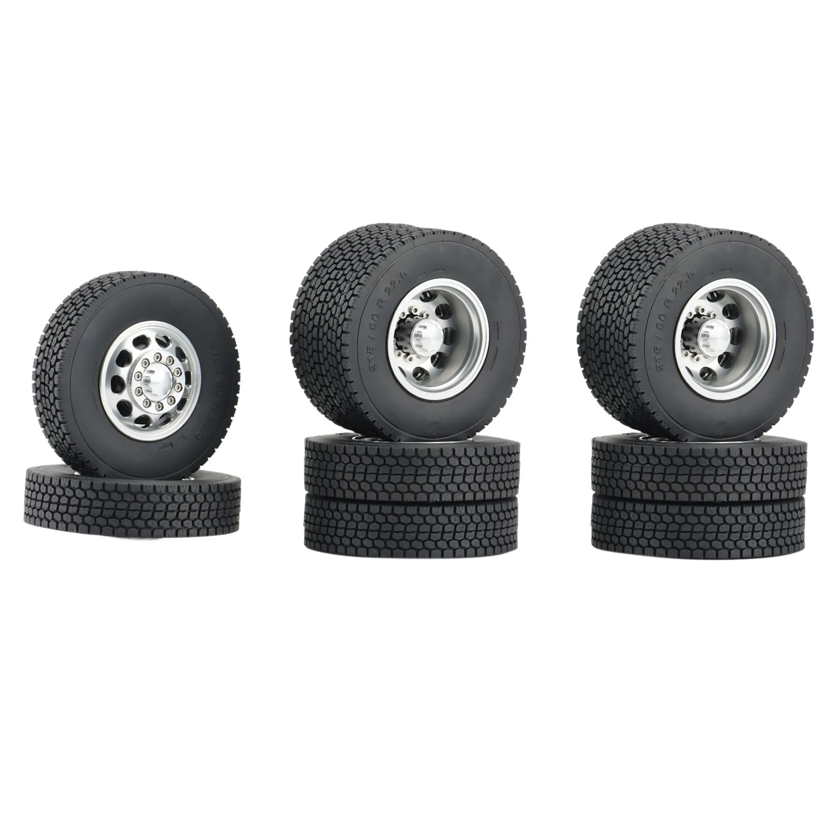 

Metal Front & Rear Wheel Rims Hub with 22mm Rubber Tires for 1/14 Tamiya SCANIA Semi RC Trailer Tractor Truck Car Parts B