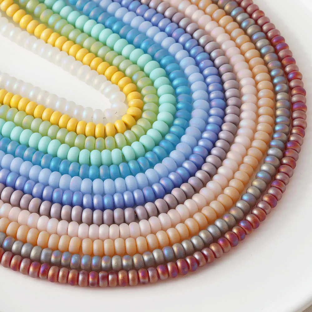 

82PCS Frosted Flat Beads Shiny Glass Beads for Jewelry Making Bracelets DIY Beaded Handmade Necklace 8mm Bulk Wholesale