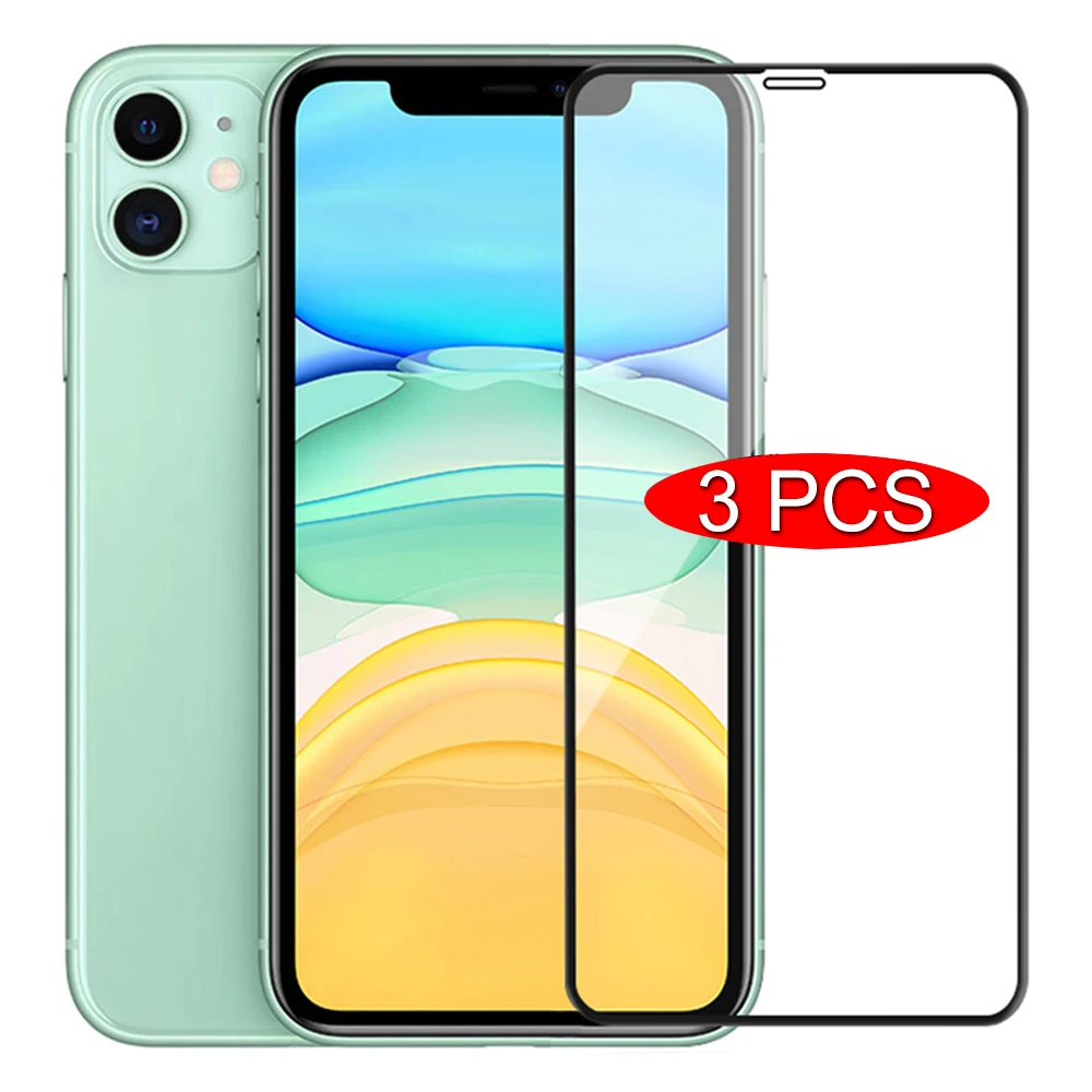 

3PCS Full Cover Protective Glass On For iPhone 11 Pro X XR XS Max Screen Protector On iPhone 7 8 6 6s Plus 12 Pro Max Glass Film