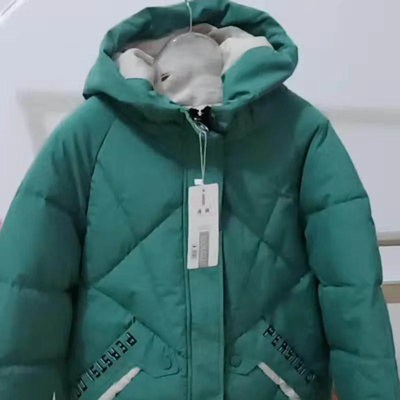 Women's Winter Medium And Long Down Jacket Loose And Thick Warm Shorts Jacket Korean Fashion Printed Hooded Cotton Padded Jacket