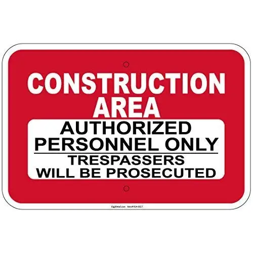 

Винтажный внешний алюминиевый металлический знак 12x8 дюймов, строительная площадь, авторизованный персонал, только tреспинасс, ретро металл...