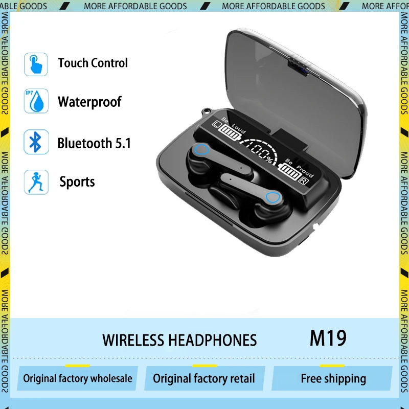 

M19 TWS Wireless Headphones Touch Control Earbuds Bluetooth 5.1 Earphones 9D Stereo Sports Noise Reduction Waterproof Headsets
